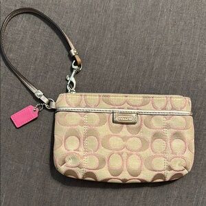 Barely used! Coach Beige and Pink Wristlet